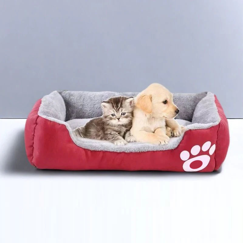 Cute Paw-Print Dog Bed, Warm Sleeping Bag for Large, Medium, and Small Cats and Dogs, Pet Mattress