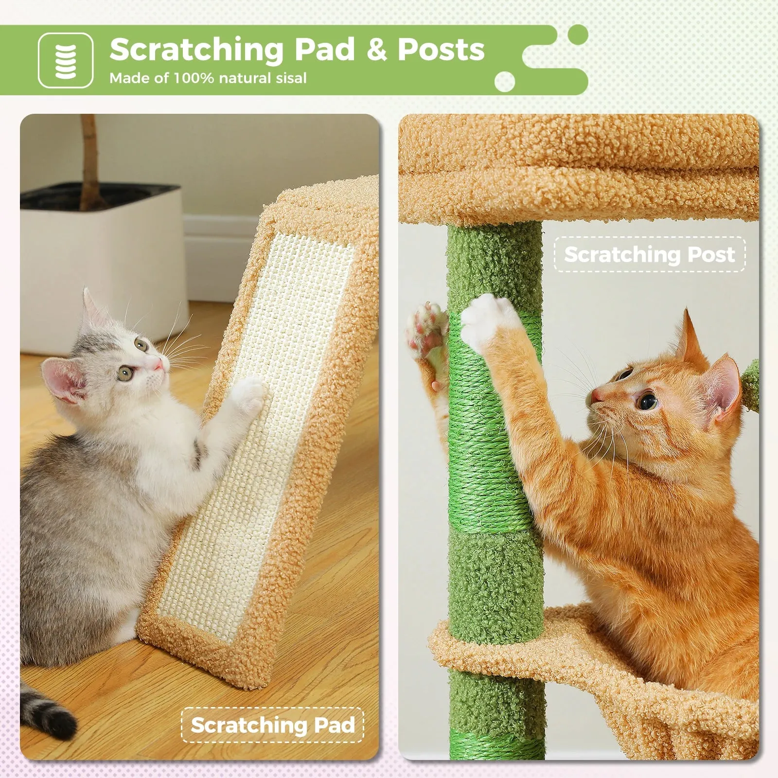 Indoor Cat Tree with Hammock, Condo, and Scratching Posts